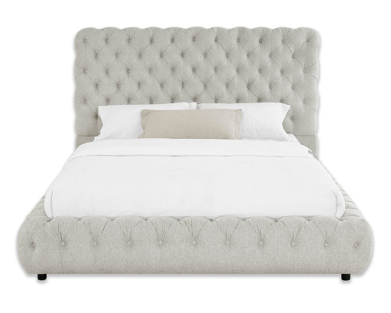 Flory Dove Queen Upholstered Platform Bed - Lara FurnitureQueen Bed