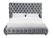 Flory Gray Queen Upholstered Platform Bed - Lara FurnitureQueen Bed