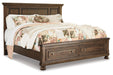 Flynnter Medium Brown King Panel Bed with 2 Storage Drawers - Gate FurnitureKing Bed