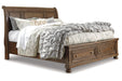 Flynnter Medium Brown King Sleigh Bed with 2 Storage Drawers - Gate FurnitureKing Bed