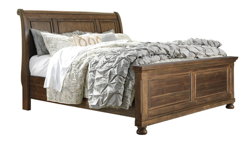 Flynnter Medium Brown King Sleigh Platform Bed - Gate FurnitureKing Bed
