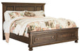 Flynnter Medium Brown Queen Panel Bed with 2 Storage Drawers - Gate FurnitureQueen Bed