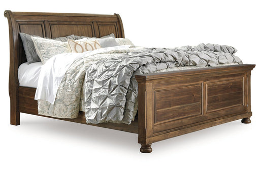 Flynnter Medium Brown Queen Sleigh Bed - Gate FurnitureQueen Bed