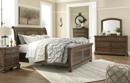 Flynnter Medium Brown Sleigh Platform Bedroom Set - Gate FurnitureBedroom Set