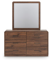 Fortlorn Walnut Brown Queen Panel Bed, Dresser, Mirror and Nightstand - PCB386B7