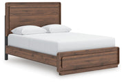 Fortlorn Walnut Brown Queen Panel Bed, Dresser, Mirror and Nightstand - PCB386B7