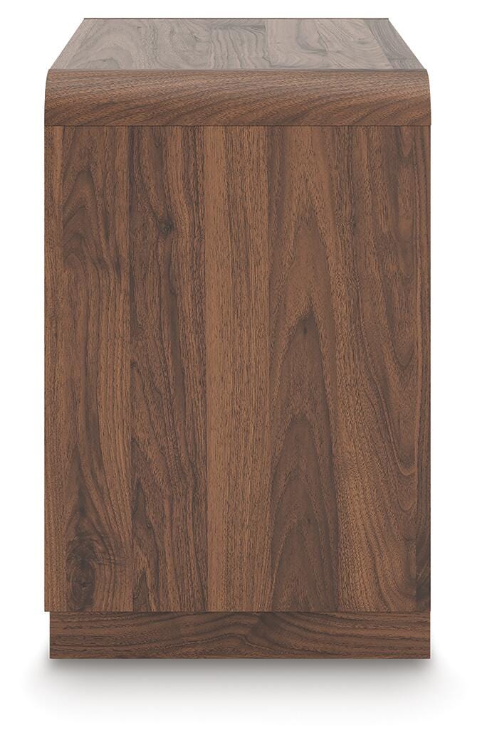 Fortlorn Walnut Brown Queen Panel Bed, Dresser, Mirror and Nightstand - PCB386B7