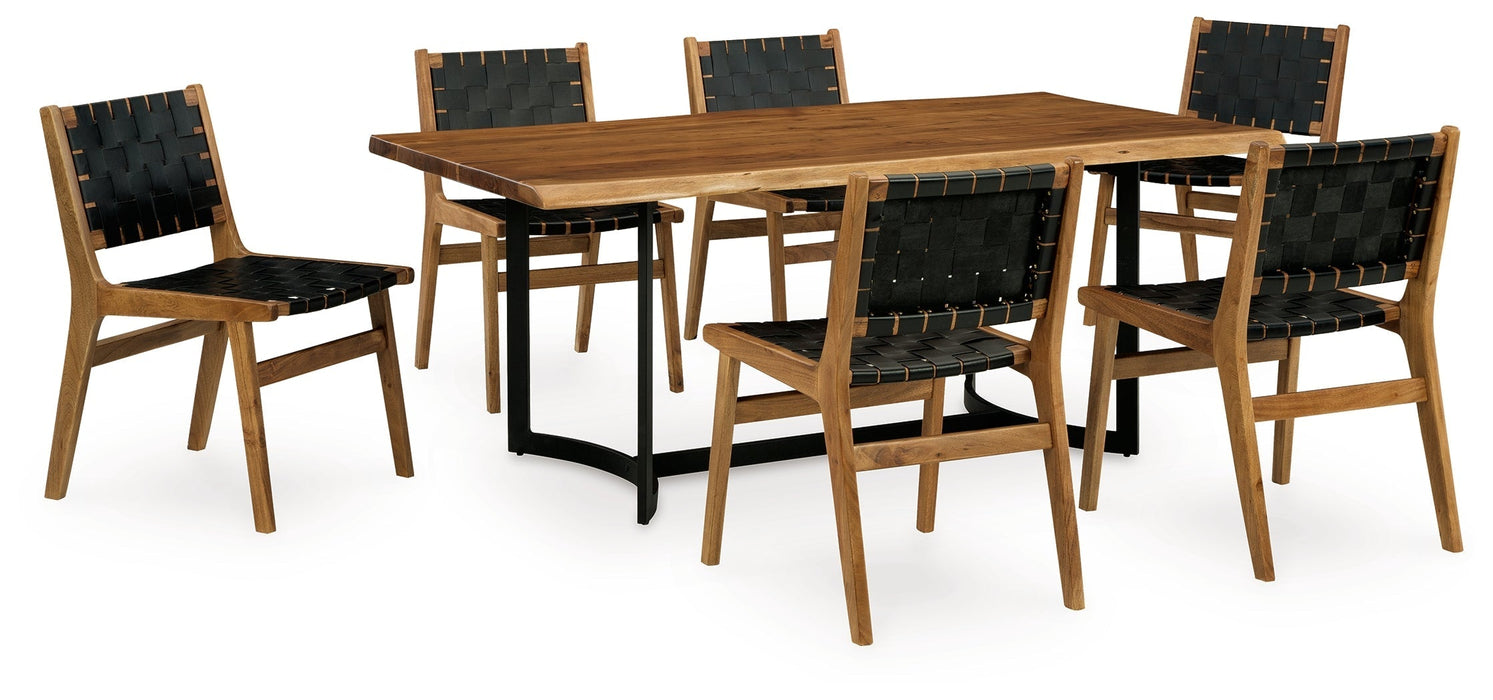 Fortmaine Brown/Black Dining Table and 6 Chairs - Gate FurnitureDining Room Set