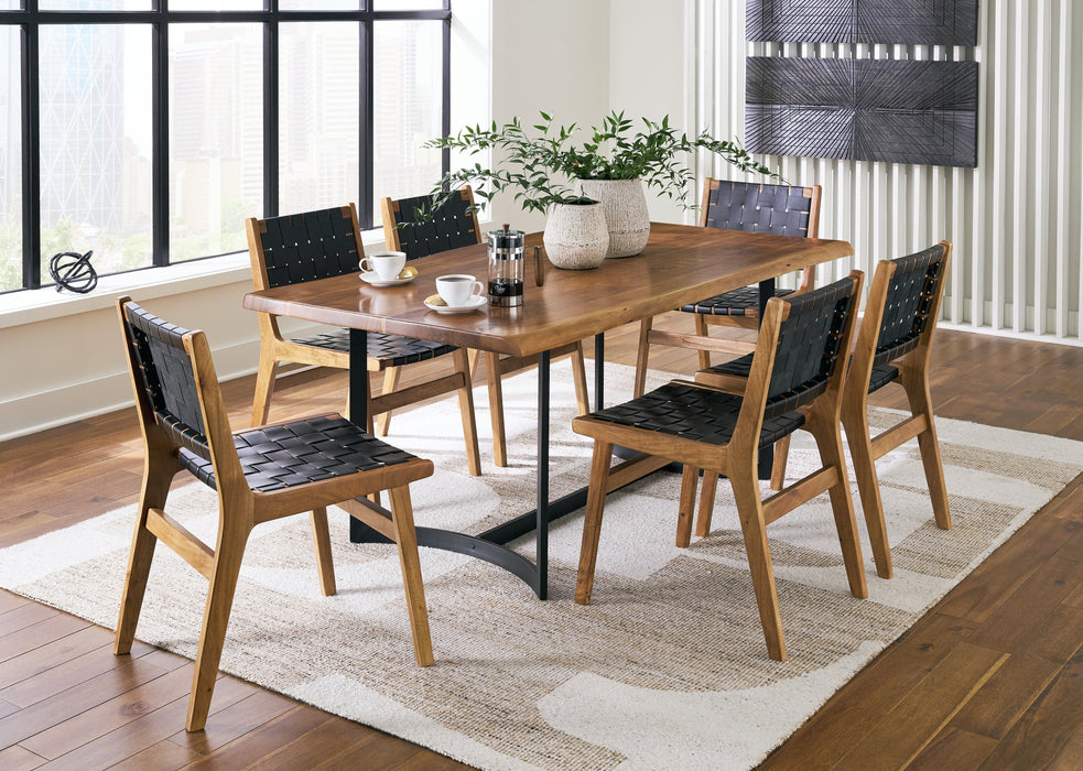 Fortmaine Brown/Black Dining Table and 6 Chairs - Gate FurnitureDining Room Set
