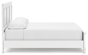 Fortman California King Panel Bed with Mirrored Dresser and Nightstand in White - PKG015160