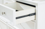 Fortman California King Panel Bed with Mirrored Dresser, Chest and Nightstand in White - PKG015162