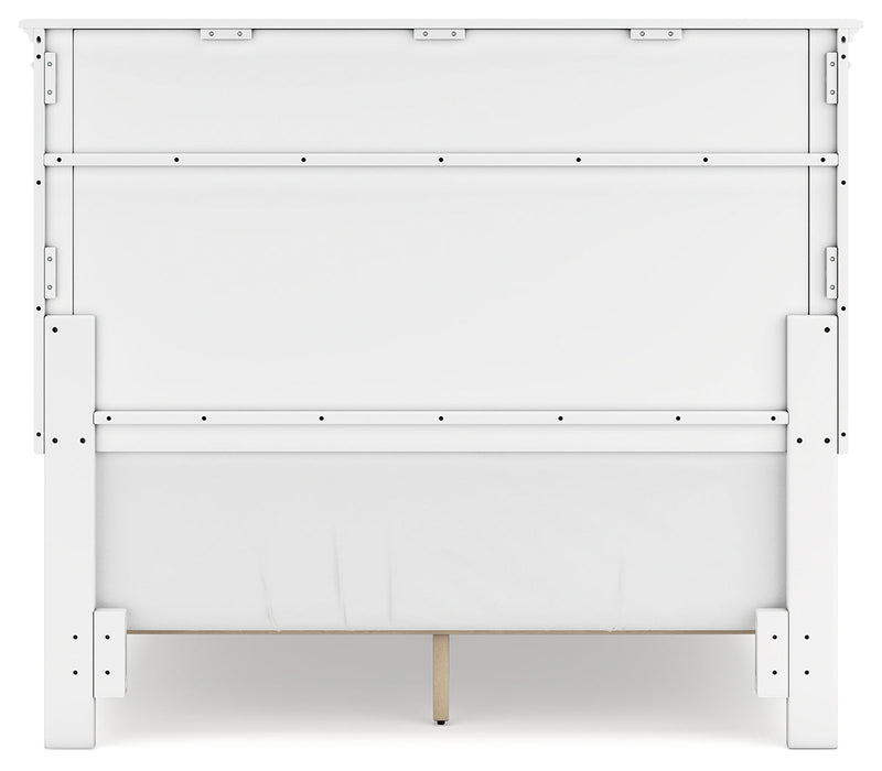 Fortman Full Panel Bed with Mirrored Dresser, Chest and Nightstand in White - PKG015174
