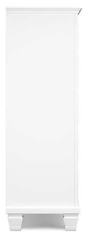 Fortman Full Panel Bed with Mirrored Dresser, Chest and Nightstand in White - PKG015174