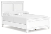 Fortman Full Panel Bed with Mirrored Dresser, Chest and Nightstand in White - PKG015174