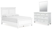 Fortman Full Panel Bed with Mirrored Dresser in White from Ashley - Lara Furniture