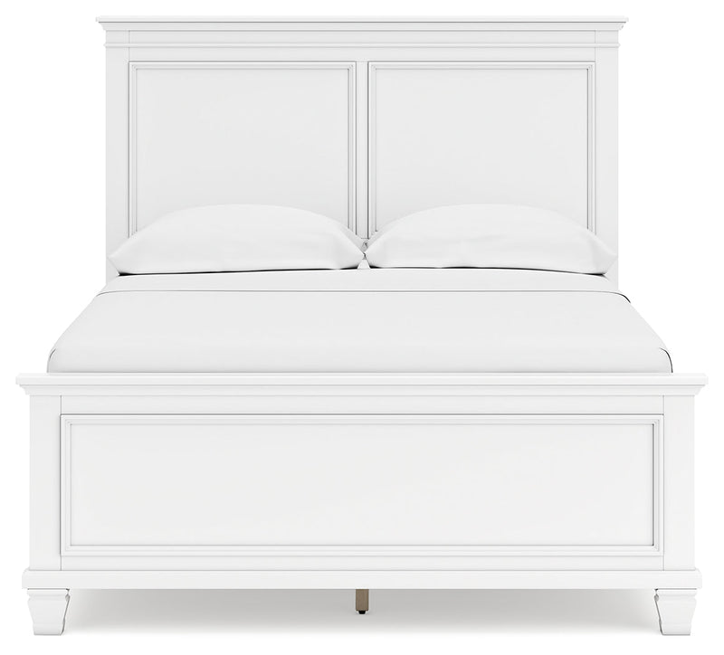 Fortman Full Panel Bed with Mirrored Dresser in White from Ashley - Lara Furniture