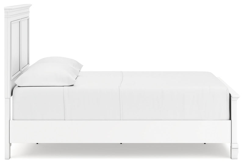 Fortman Full Panel Bed with Mirrored Dresser in White from Ashley - Lara Furniture