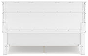 Fortman King Panel Bed with Mirrored Dresser, Chest and Nightstand in White - PKG015156