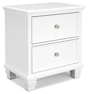 Fortman King Panel Bed with Mirrored Dresser, Chest and Nightstand in White - PKG015156