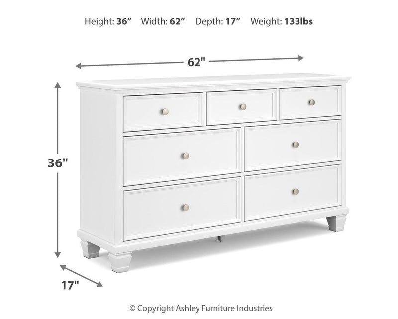 Fortman Twin Panel Storage Bed, Dresser and Nightstand in White - PKG023788