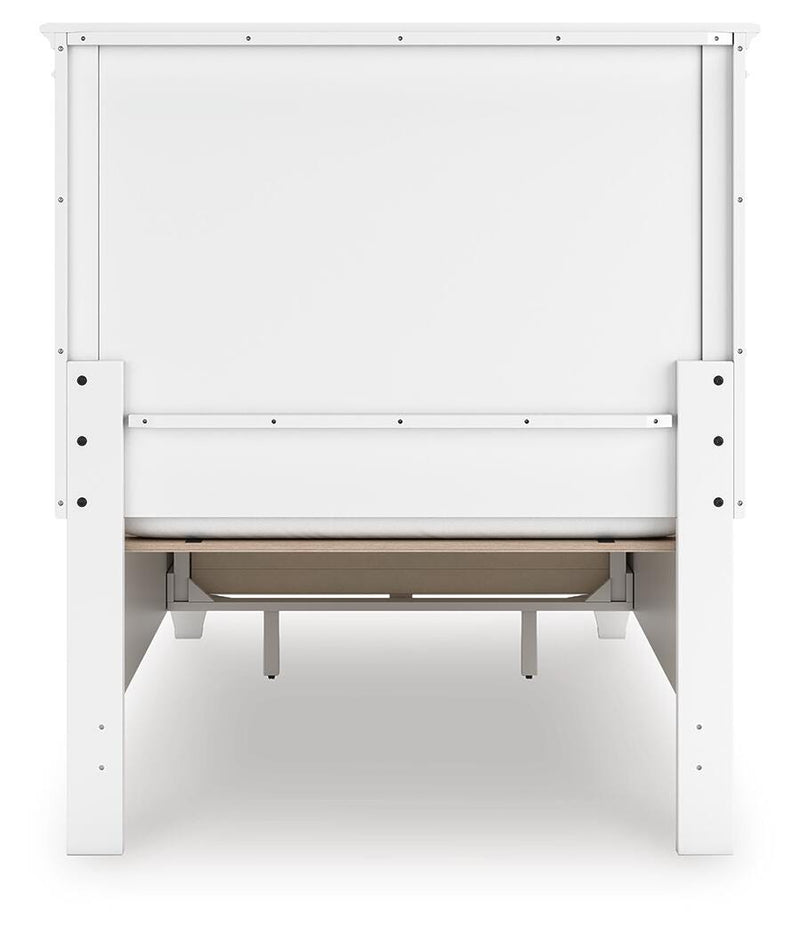 Fortman Twin Panel Storage Bed, Dresser and Nightstand in White - PKG023788