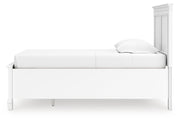 Fortman Twin Panel Storage Bed, Dresser and Nightstand in White - PKG023788
