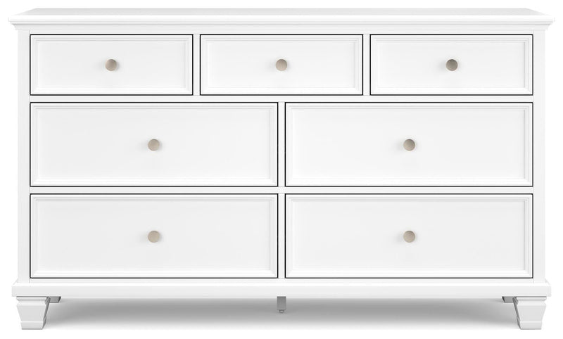 Fortman White King Panel Bed, Dresser and 2 Nightstands - B680B15