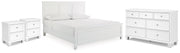 Fortman White King Panel Bed, Dresser and 2 Nightstands - B680B15