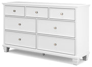 Fortman White King Panel Bed, Dresser and 2 Nightstands - B680B15