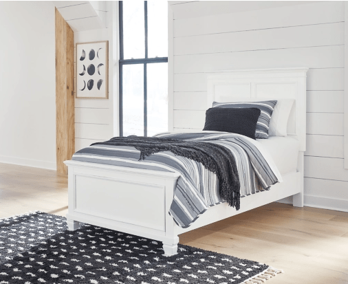 Fortman White Twin Panel Bed - Gate FurnitureTwin Bed