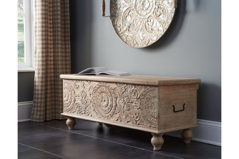 Fossil Ridge Beige Storage Bench - Lara FurnitureAccent Bench