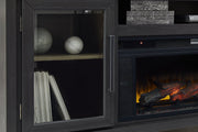 Foyland Black/Brown 83" TV Stand with Electric Fireplace - Lara FurnitureTV Stand