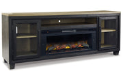 Foyland Black/Brown 83" TV Stand with Electric Fireplace - Lara FurnitureTV Stand