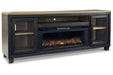 Foyland Black/Brown 83" TV Stand with Electric Fireplace - Gate FurnitureTV Stand