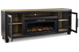Foyland Black/Brown 83" TV Stand with Electric Fireplace - Gate FurnitureTV Stand
