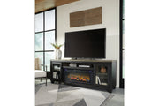 Foyland Black/Brown 83" TV Stand with Electric Fireplace - Lara FurnitureTV Stand