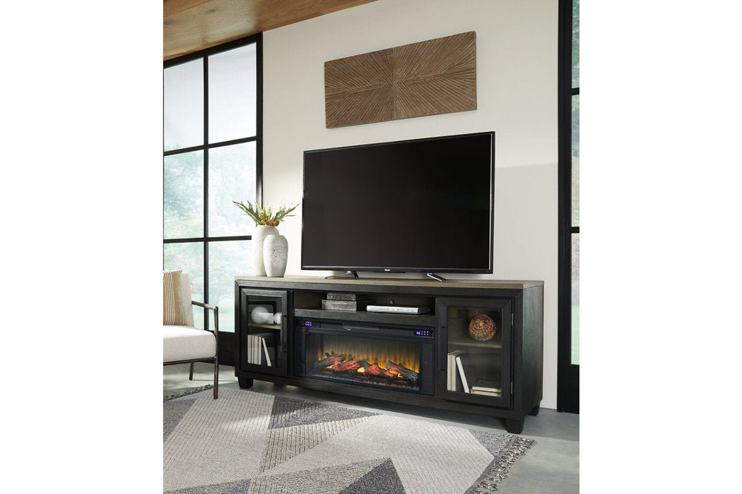 Foyland Black/Brown 83" TV Stand with Electric Fireplace - Gate FurnitureTV Stand