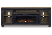 Foyland Black/Brown 83" TV Stand with Electric Fireplace - Lara FurnitureTV Stand