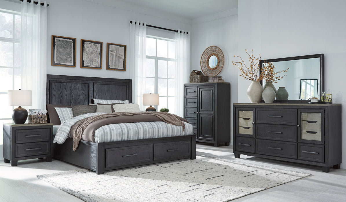 Foyland Black/Brown Footboard Storage Platform Bedroom Set - Gate FurnitureBedroom Set