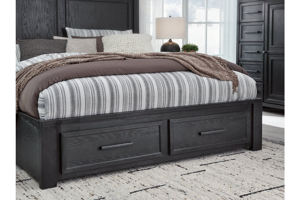 Foyland Black/Brown King Panel Storage Bed - Gate FurnitureKing Bed