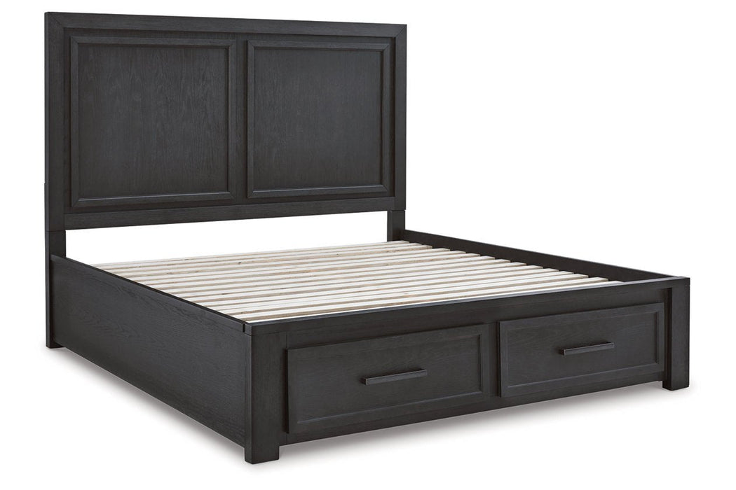 Foyland Black/Brown King Panel Storage Bed - Gate FurnitureKing Bed