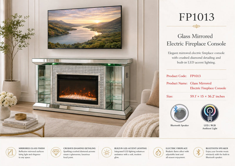 FP1013 NEW FIREPLACE WITH LED/BLUETOOTH/SHELVES - 210000006231