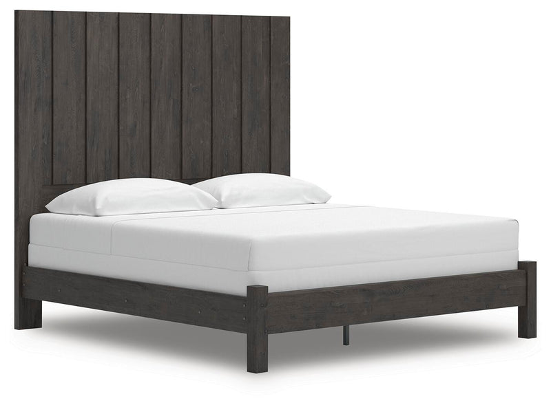 Fraluna King Panel Bed, Dresser and Nightstand in Charcoal - PKG021669