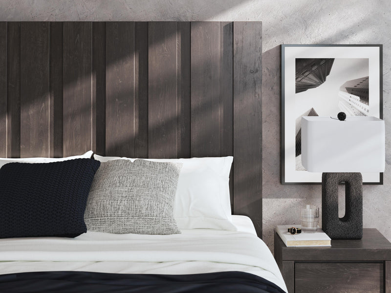 Fraluna King Panel Bed, Dresser and Nightstand in Charcoal - PKG021669
