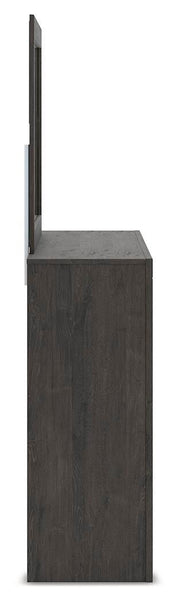 Fraluna King Panel Bed, Dresser, Mirror and 2 Nightstands in Charcoal - PKG021663