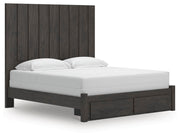 Fraluna King Panel Storage Bed, Dresser, Mirror and 2 Nightstands in Charcoal - PKG021679