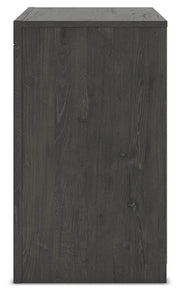Fraluna King Panel Storage Bed, Dresser, Mirror and 2 Nightstands in Charcoal - PKG021679