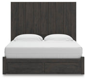 Fraluna King Panel Storage Bed, Dresser, Mirror and 2 Nightstands in Charcoal - PKG021679