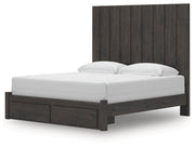Fraluna King Panel Storage Bed, Dresser, Mirror and Nightstand in Charcoal - PKG021681