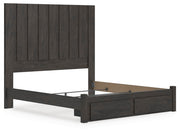 Fraluna King Panel Storage Bed, Dresser, Mirror and Nightstand in Charcoal - PKG021681